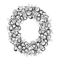 Letter O people crowd vector alphabet design