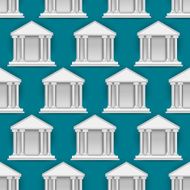 Vector seamless pattern of buildings banks