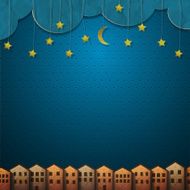 Homes and moon with stars from paper