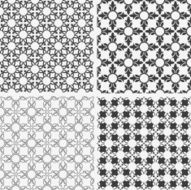 Monochrome abstract floral seamless patterns