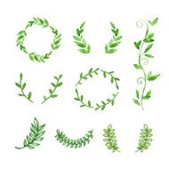 Hand Drawn Watercolor Green Natural Frames