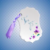 vector tag with flowers and realistic ribbon