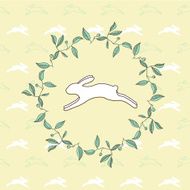rabbit pattern with leaves frame