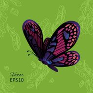 Monarch Butterfly on green seamless pattern