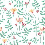 vector seamless pattern with flowers and branches