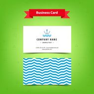 Business card template with waves and anchor