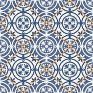 Seamless patchwork pattern from dark blue and white Moroccan tiles N4