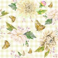 Vector seamless pattern with white dahlia