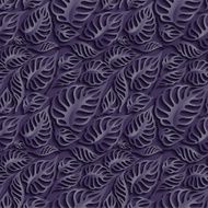 Vector Black Leaves 3d Seamless Pattern Background N3