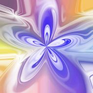 Abstract pastel colored bloom shape in violet and yellow
