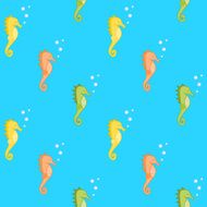 colorful cartoon seahorse seamless pattern illustration