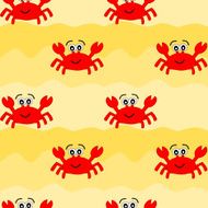 cute crab cartoon colorful seamless pattern illustration