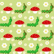 cute cartoon caterpillar in the meadow seamless pattern illustration N2