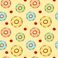 cute cartoon colorful donuts and cherry seamless pattern illustration