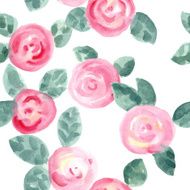cute hand drawn watercolor roses seamless pattern vector illustration N4