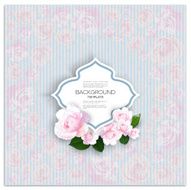 Marriage invitation card with place for text and pink flowers