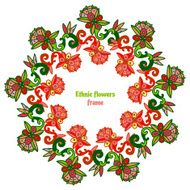 Decorative hand drawn vector floral frame Ethnic Design N2