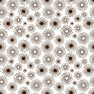 Vector seamless pattern with black flowers Monochrome hand drawn