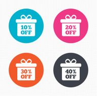 Sale gift box tag icons Discount symbols N21