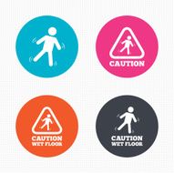 Caution wet floor icons Human falling signs