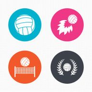 Volleyball and net icons Winner laurel wreath