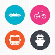 Transport icons Car Bicycle Bus and Ship N3
