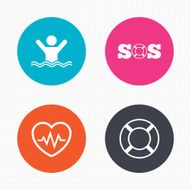 SOS lifebuoy icon Heartbeat cardiogram N2