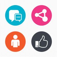 Social media icons Chat speech bubble and Share N4