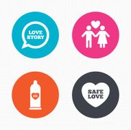 Condom safe sex icons Lovers couple sign N3
