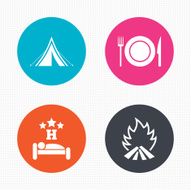 Food sleep camping tent and fire signs N2