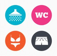 Swimming pool icons Shower and swimwear signs N5