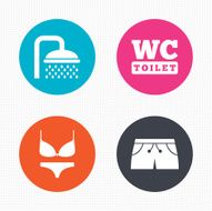 Swimming pool icons Shower and swimwear signs N6