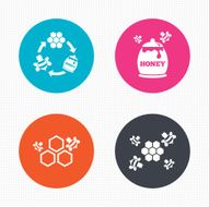 Honey icon Honeycomb cells with bees symbol N6