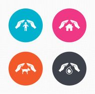 Hands insurance icons Human life-assurance sign N4