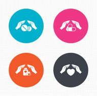Hands insurance icons Health medical pills N3