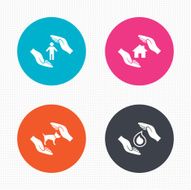 Hands insurance icons Human life-assurance sign N5