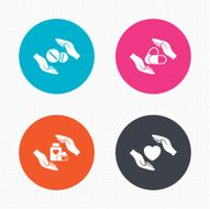 Hands insurance icons Health medical pills N4