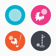 Golf ball icons Fireball with club symbol N3