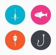 Fishing icons Fish with fishermen hook symbol N5
