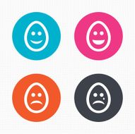 Eggs happy and sad faces signs Easter icons N2