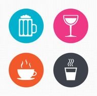 Drinks signs Coffee cup glass of beer icons N16