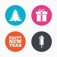 Happy new year sign Christmas tree and gift box N11