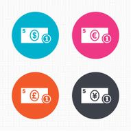 Cash money signs Dollar euro and pound icons N4