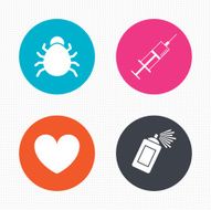 Bug and vaccine signs Heart spray can icons N6