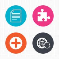 Plus circle and puzzle signs File globe N3