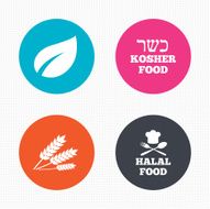 Natural food icons Halal and Kosher signs N3