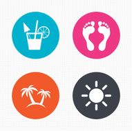Beach holidays icons Cocktail human footprints N7