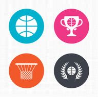 Basketball icons Ball with basket and cup symbols N4