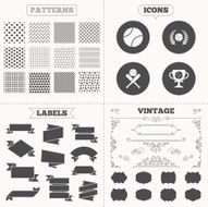 Baseball icons Ball with glove and bat symbols N13