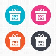 Sale gift box tag icons Discount symbols N22